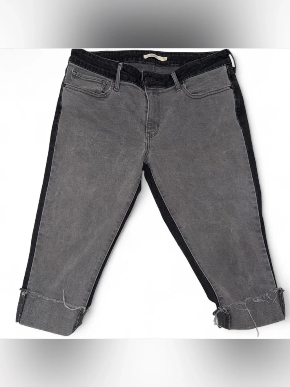Levi’s 311 Black Gray Color Block Jorts Punk Goth Alt Denim Shorts 31 Skater